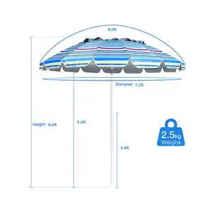 Goedkope Custom Print Gigantische Geventileerde Draagbare Buitenterras Parasols Zon Strandparasol Met Opvouwbaar Aluminium Stalen Paal Zandanker