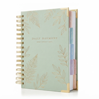 Carnet de planification A5 personnalisé avec logo, spirale, couverture rigide, journal quotidien, hebdomadaire, mensuel, organisateur avec onglets, couverture gaufrée en forme de feuille, vente en gros
