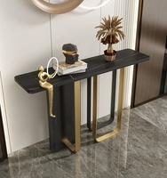 Console d'entrée moderne en marbre de luxe italien, table murale minimaliste pour couloir avec dalle de pierre pour salon