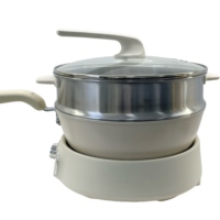 Cuisinière électrique multifonction légère de 2000 W, wok de 4 L avec cuiseur vapeur amovible antiadhésif pour usage domestique et en camping-car, commande numérique