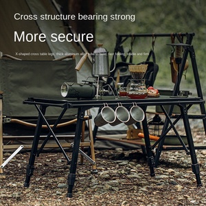 Table pliante tactique en aluminium, réglable en hauteur, portable, pour barbecue, pique-nique, repas multifonctionnel - Product Image 2