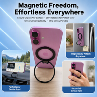 Support de téléphone portable adhésif ultra-fin 2,5 mm en métal, rotation à 360°, pour smartphone et tablette (lot de 2)