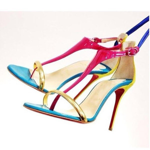 Giày cao gót quai hậu màu đỏ dành cho nữ, kiểu dáng mùa hè, mũi hở, có dây khóa và kiểu xỏ ngón, phong cách gợi cảm, thích hợp cho các bữa tiệc - Product Image 4