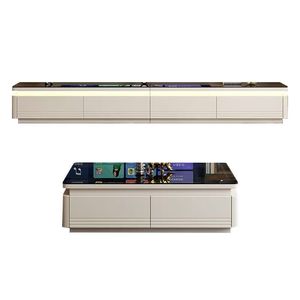 Suporte para TV Branco de Estilo Minimalista Italiano com Topo de Pedra e Armário Central para Móveis de Sala de Estar - Product Image 6