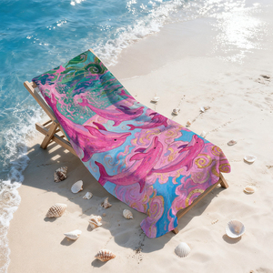 Toalla de Playa Grande Pink Dolphin Dream, Suave y Cómoda, Ligera y Fácil de Transportar, Personalizable - Product Image 5