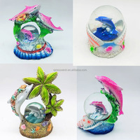 Ornamen Botol Salju & Pasir Resin Buatan Tangan dengan Desain Hewan Laut, Lumba-lumba, Hiu, Penyu, Hadiah Suvenir Pantai Kustom