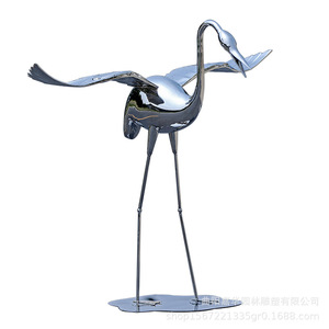 Escultura de Grúa de Acero Inoxidable para Montaje en Suelo, Pieza de Arte para Exteriores, Paquete de Varias Piezas, Figura Animal Hecha a Mano - Product Image 5