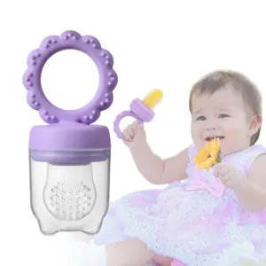 Alimentador de alimentos por atacado de silicone para bebês Alimentador de frutas com desenho de girassol Alimentador de frutas de silicone