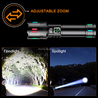 Lampe de poche laser blanche pour alliage d'aluminium Zoom télescopique Étanche Lumière haute intensité Affichage numérique Urgence extérieure