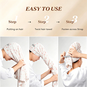 <span class=keywords><strong>Toalla</strong></span> de Microfibra de Lujo para el Cabello, Diseño Ligero de Gofre para un Secado Rápido en Casa, Turbante Absorbente para el Cabello Seco y sin Frizz - Product Image 3