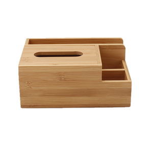 Bamboo Tissue <b>Box</b> Square Multifunctional Desktop Storage For Home Office Living Room Nordic Style <b>Pen</b> Holder Organizer - Product Image 4