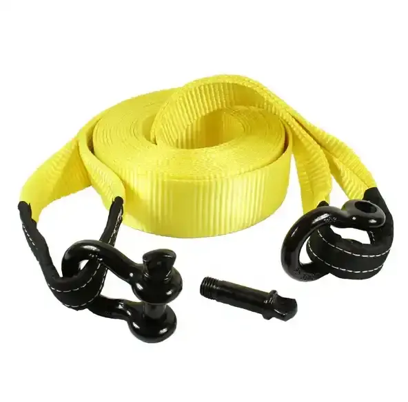 Racing Belt Recovery Tow Strap Con Eye Loops Y Manga Negra