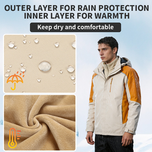 <span class=keywords><strong>Veste</strong></span> d'extérieur unisexe 3-en-1 respirante, <span class=keywords><strong>imperméable</strong></span> et coupe-vent avec fermeture éclair pour l'escalade, la randonnée et la ville (hommes et femmes) - Product Image 2
