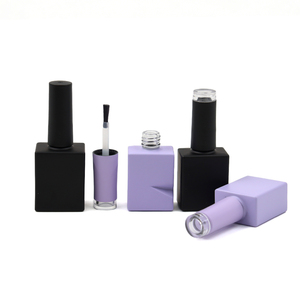 Vente en gros de flacons d'huile pour cuticules violette de 10 ml, contenant en verre carré de luxe, logo personnalisé, flacon de vernis à ongles vide - Product Image 3