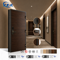 Prehung 60Min Fire Rated Wood Door Frame Interior Commercial Solid Timber Entry Doors for Hotel Bedroom Apartment