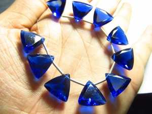 5 Pares de Cuentas de Cuarzo Azul Zafiro de Cachemira, Color Natural, Corte Trillón, 12x12 mm, Gemas Sueltas de la India - Product Image 5