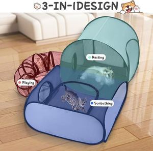Three-in-One Pet Camping Tent Large Interior Space for Rest & Play Easy-to-Fold & Install Cat Carrier - Product Image 3