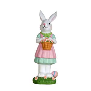 Wholesale Artistic Animal <b>Easter</b> Bunny Resin Statue With Flower Basket and <b>Easter</b> Egg Spring Garden Home Decor <b>Gift</b> - Product Image 1