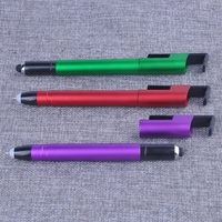 Bolígrafo Multicolor Promocional Personalizado 4 en 1 con Punta LED, Soporte para Teléfono, Luz y Logotipo Grabado Brillante