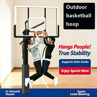 Canasta de Baloncesto Enterrada de Grado Competitivo con Ajuste Manual de Altura por Manivela y Tablero de Vidrio Templado para Universidad