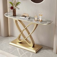 Console d'entrée moderne de style italien contemporain en métal avec plateau en ardoise, design mural de luxe pour salon