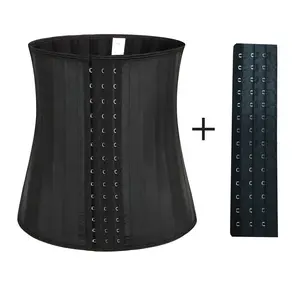 2023 Dropshipping producto faja 100% látex cintura soporte Cincher corsé 25 huesos de acero látex cintura entrenador con extensor