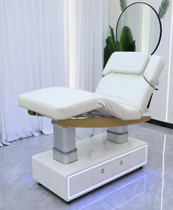 Camilla de Masaje Eléctrica Curva de Cuero Blanco Personalizada para Salón de Belleza, Cama de Tratamiento Facial y de Pestañas con 4 Motores - Product Image 3
