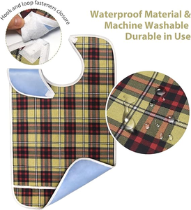 Wholesale Washable <strong>Bibs</strong> for Eating Reusable Clothing Protector Waterproof Extra Long <strong>Adult</strong> <strong>Bib</strong> Checkered Printing - Product Image 4