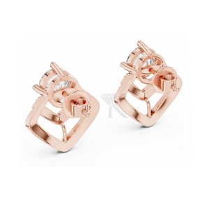 Boucles d'oreilles clous géométriques en chevron pavé de diamants naturels avec pierre centrale ronde, plaquées argent, à fermoirs à vis sécurisés - Product Image 6