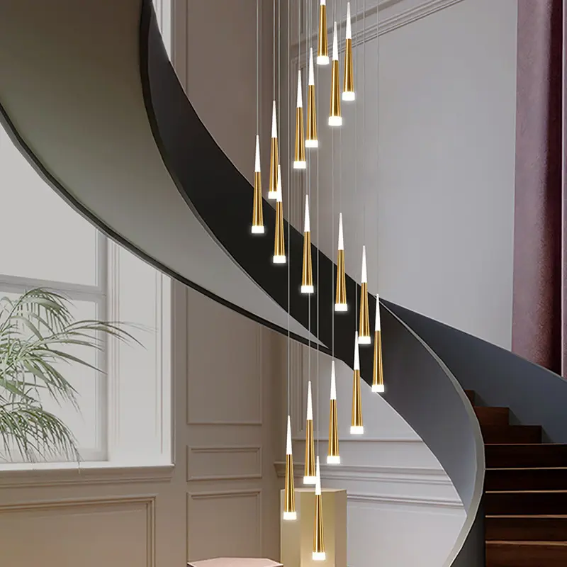 Avrupa yaratıcı benzersiz stil temizle altın ofis ticari lambalar Modern Metal fuaye dekor asılı avize