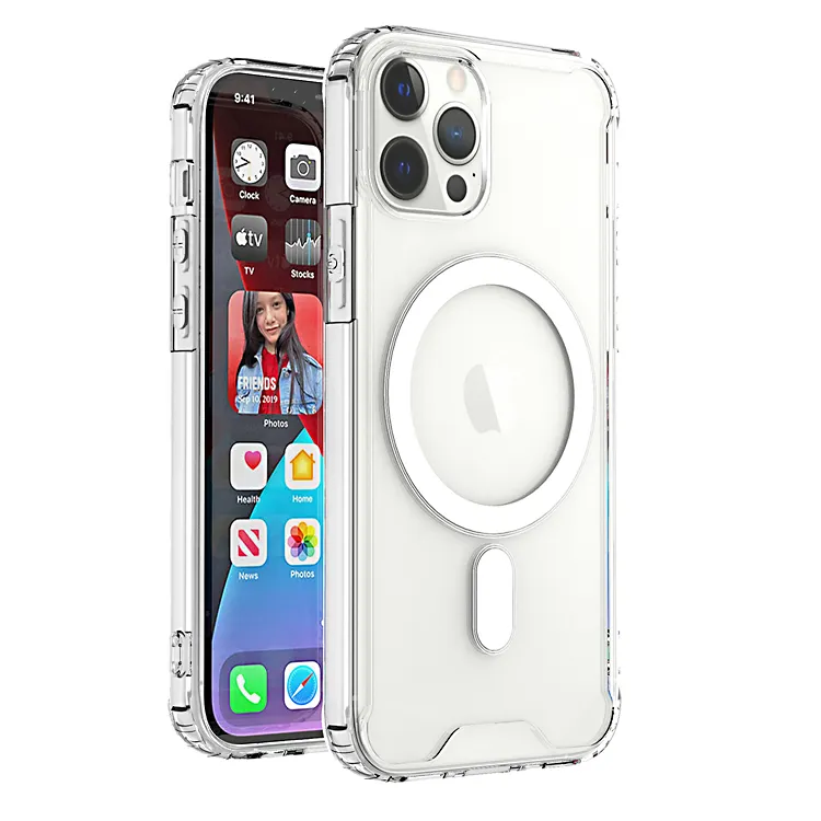 Transparent Anti-slip Support Wireless Charge Acrylic Mobile Phone Case For iPhone 12