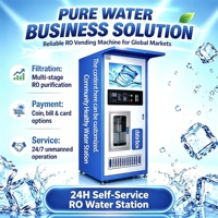 Distributeur d'eau froide entièrement automatique par osmose inverse, paiement par pièces et billets, solaire, antivol, 24h/24, extérieur, pour système d'eau commercial