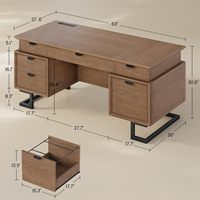 Bureau de direction en bois durable, directement de l'usine, avec tiroirs et double meuble de rangement