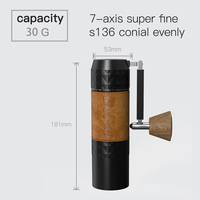 Gaine en cuir de luxe DHPO et alliage d'aluminium spatial et fraise conique CNC SLS à 7 axes avec poignée pliable moulin à grains de café manuel