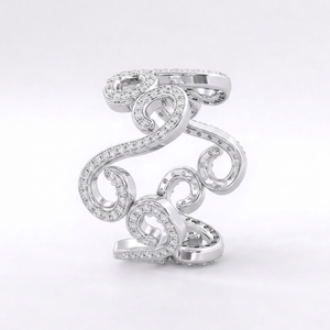 Anillo Abierto en Espiral de Plata de Ley 925 con Moissanita |   Anillo llamativo con diseño de infinito brillante |   Anillo de Boda Minimalista |   Regalo para Ella - Product Image 1