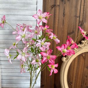 Flores Artificiales de Clemátis Jinxi, Arreglo de 9 Cabezas de Seda Realista para Decoración de Bodas y Hogar - Product Image 3