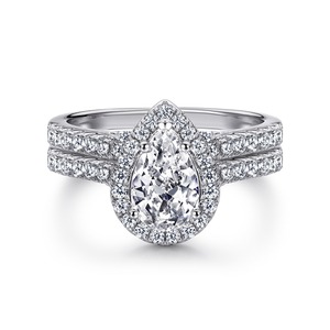 Bague de fiançailles classique en or massif 10K 14K 18K avec halo marquise et 4 griffes, personnalisable, vente en gros d'usine, bijoux pour femmes et hommes - Product Image 2