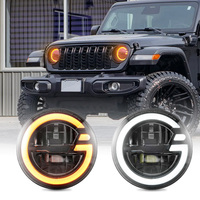 Phare LED rond de 7 pouces Dynamic Start up avec DRL en forme de G, clignotant ambre, 80W, faisceau haut/bas, homologué DOT pour SUV tout-terrain et moto