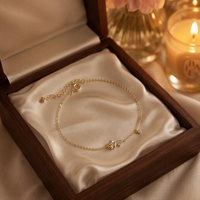 Bracelet chaîne minimaliste délicat en argent sterling 925 plaqué or 18 carats avec double pierre en zircon cubique, cadeau pour femme, vente en gros