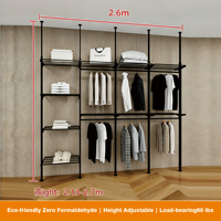 Étagère de rangement réglable au sol et au plafond en acier au carbone et bois massif, style moderne pour appartement, grande capacité, avec panneau perforé