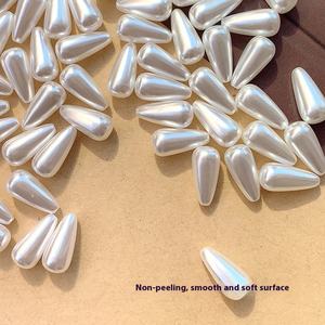 ลูกปัดมุกเทียม DIY สำหรับทำเครื่องประดับ ขายส่ง ลูกปัดรูเดียวแบบห้อย สีขาว - Product Image 2