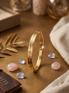 Men's Gold Plated Kada High Quality <b>Copper</b> and Brass Fashion Jewelry Classic Open Cuff <b>Bracelet</b> with Polished Finish for Men - Product Image 6
