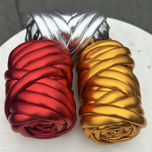 Charmkey için en iyi fiyat stok 100% Polyester metalik el örgü tüp iplik boyalı tıknaz desen çanta ve battaniye yapmak için - Product Image 3