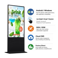 Affichage numérique commercial sur pied OEM 43 pouces, 300 cd/m², résolution 1080x1920, écran tactile, lecteur d'affichage intelligent, 1 an