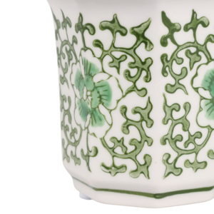Candela profumata in ceramica scanalata con motivo floreale verde, candela a pilastro per decorazioni interne ed esterne - Product Image 6