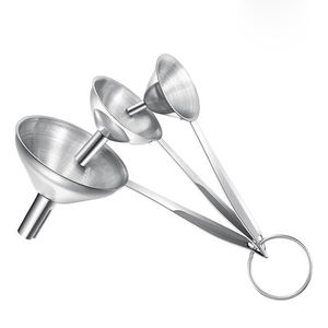 Funil de <span class=keywords><strong>metal</strong></span> para enchimento de garrafas, aço inoxidável, conjunto pequeno de funil 3 em 1 para garrafa de cozinha - Product Image 2