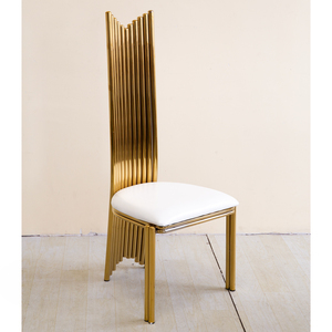 Silla de Comedor de Respaldo Alto Luckygoods JJ260013, Metal Dorado, Asiento de Cuero PU Blanco de Lujo <span class=keywords><strong>para</strong></span> Hogar, Cocina, Comedor - Product Image 2