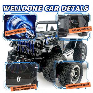 Camioneta de Control Remoto de Alta Velocidad 100 Km/h 4X4 para Rescate en Carretera, Juguete de Auto con Giro de 360 Grados, Luces y Música, Auto de Acrobacias Realista RC - Product Image 3