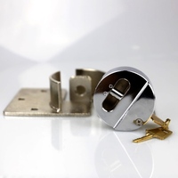 Cadenas rond dissimulé de 73 mm en acier, type hockey puck, avec 2 clés en laiton massif et supports