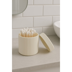 Juego de Organizadores de Baño Cilíndricos Minimalistas de Plástico, 3 Piezas, Soporte para Pinzas de Pelo y Hisopos de Algodón, Fácil de Limpiar, Independiente - Product Image 3